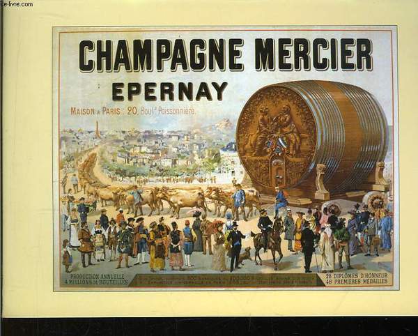 Carte publicitaire "Champagne Mercier, Epernay" : Arrive du célèbre foudre …