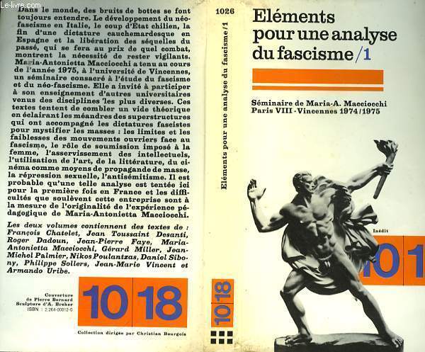ELEMENTS POUR UNE ANALYSE DU FACISME TOME 1.