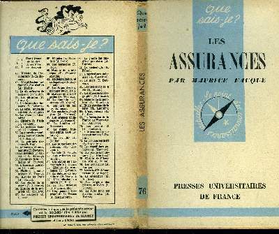 Que sais-je? N° 76 Les assurances