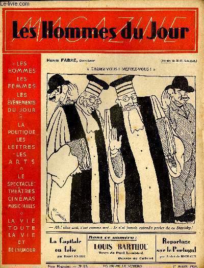 LES HOMMES DU JOUR, Première série magazine N°83. LOUIS BARTHOU.