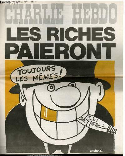 CHARLIE HEBDO N°186 - LES RICHES PAIERONT "TOUJOURS LES MÊMES"