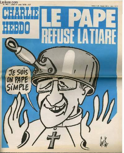 CHARLIE HEBDO N°407 - LE PAPE REFUSE LATIARE "JE SUIS …