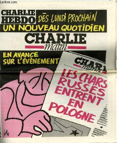 CHARLIE HEBDO N°539 - DES LUBDI PROCHAIN UN NOUVEAU QUOTIDIEN …