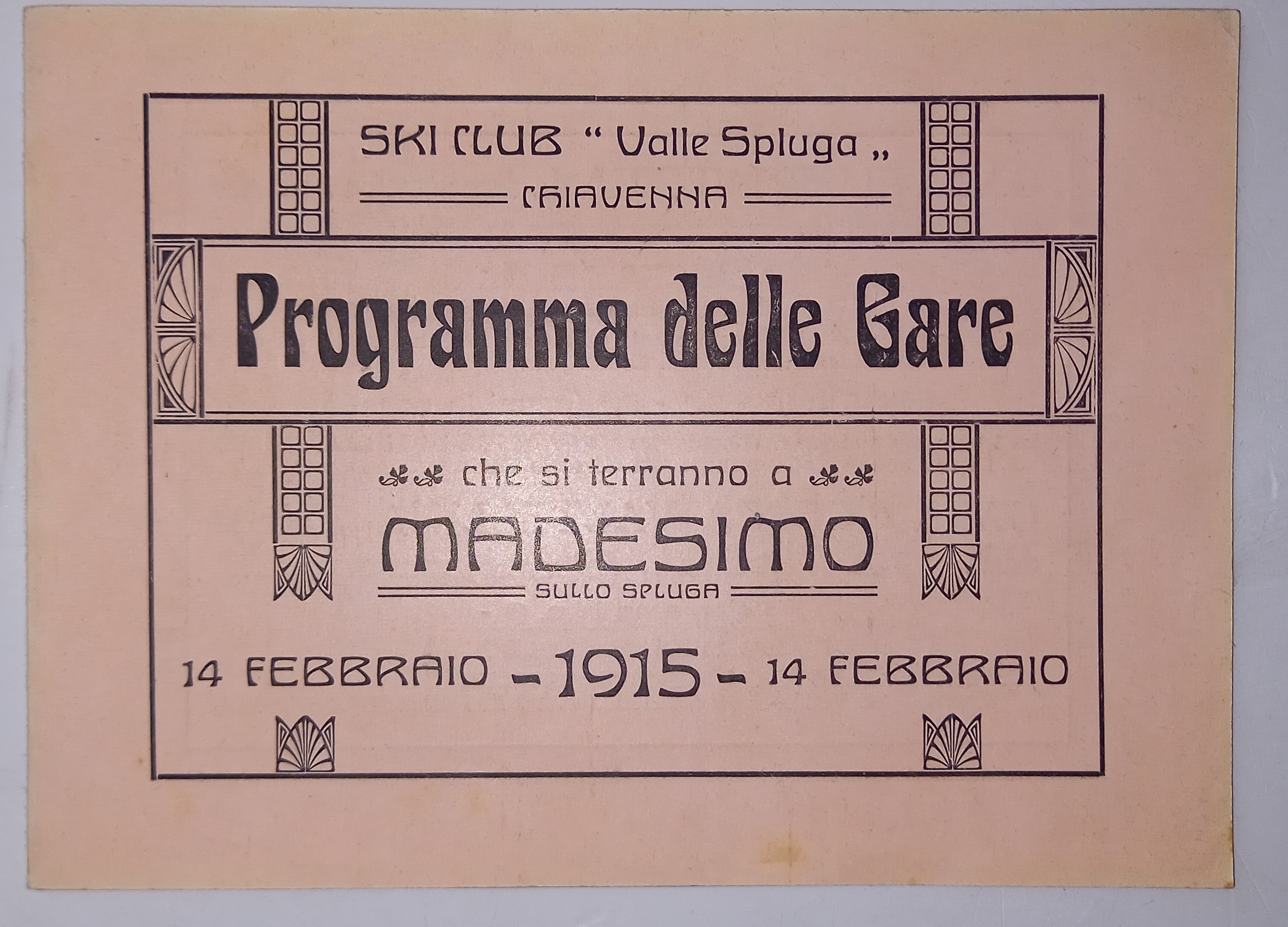 SKI CLUB VALLE SPLUGA CHIAVENNA. PROGRAMMA DELLE GARE CHE SI …