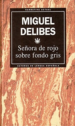 SEÑORA DE ROJO SOBRE FONDO GRIS