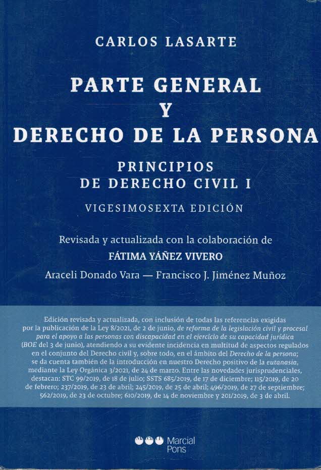 PRINCIPIOS DE DERECHO CIVIL. TOMO 1 PARTE GENERAL Y DERECHO …