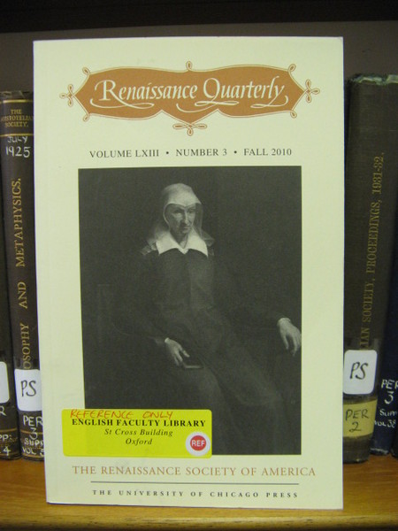 Renaissance Quarterly: Vol. LXIII, Number 3, Fall 2010