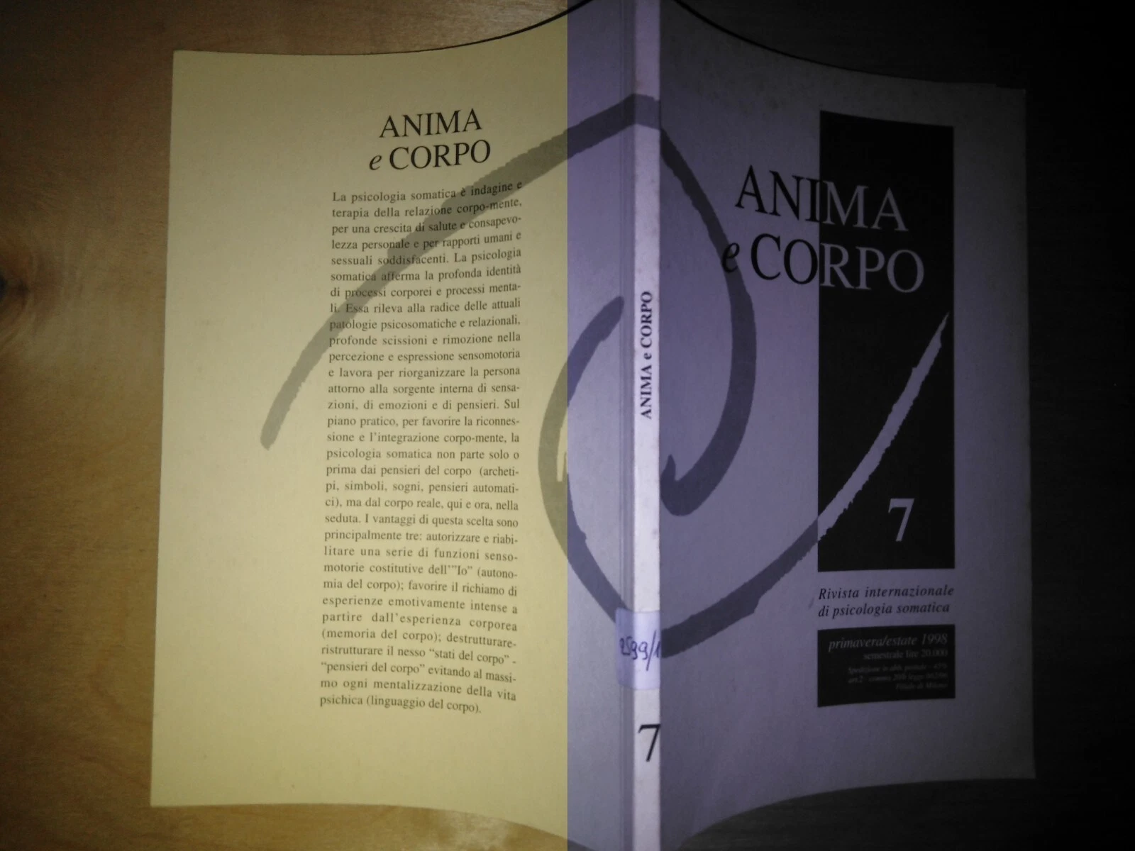 ANIMA e CORPO. rivista internazionale di psicologia somatica - 1998