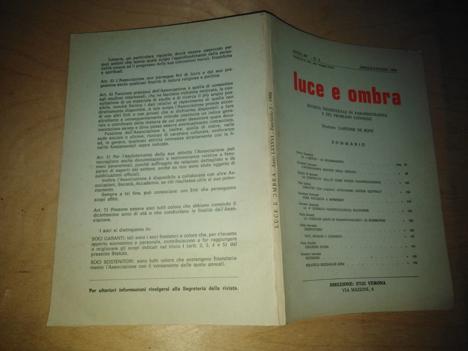 LUCE E OMBRA. trimestrale di parapsicologia e problemi connessi - …
