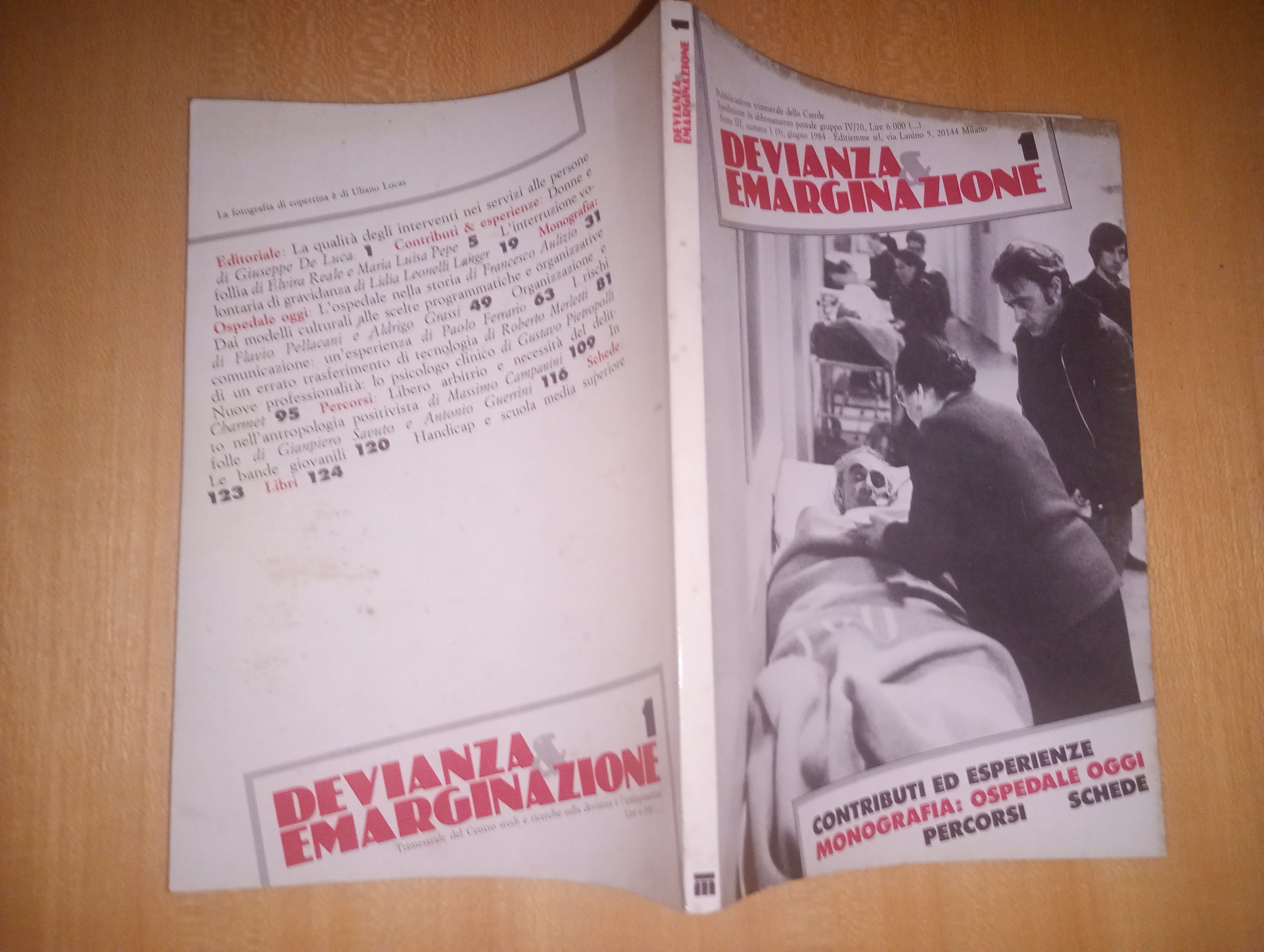rivista trimestrale DEVIANZA ed EMARGINAZIONE n. 1 - monografia: ospedale …