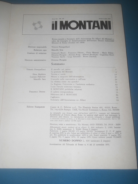 rivista IL MONTANI n. 4/5 1972