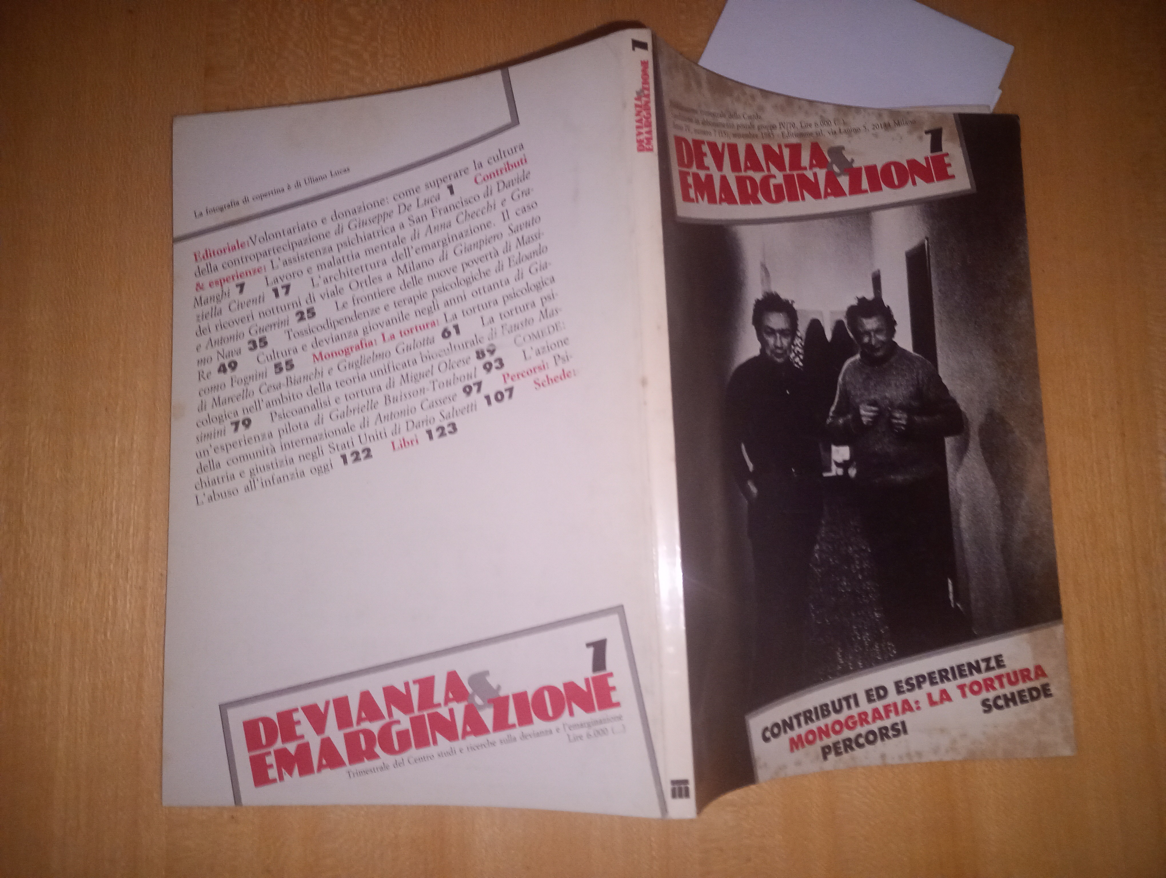 rivista trimestrale DEVIANZA ed EMARGINAZIONE n. 7 - monografia: la …