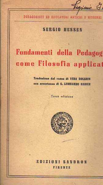 Fondamenti della pedagogia come filosofia applicata