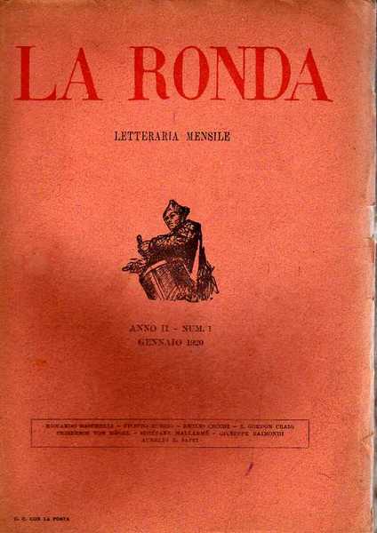 LA RONDA LETTERARIA MENSILE 1920 Annata completa di 10 numeri