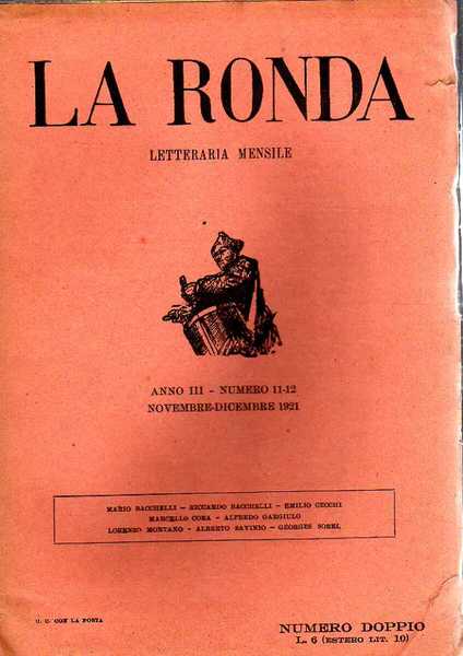 LA RONDA LETTERARIA MENSILE 1921 numero 11-12