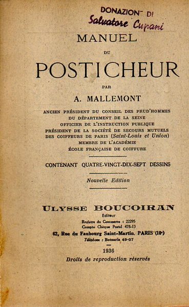 MANUEL du POSTICHEUR.
