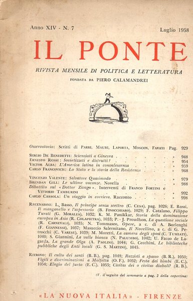 IL PONTE - Rivista mensile di politica e letteratura