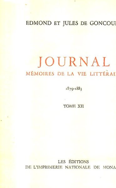 Journal, mémoires de la vie littéraire tome XII: 1879-1883