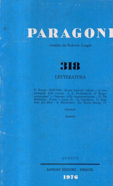 Paragone N. 318 Letteratura Mensile di Arte Figurativa e Letteratura