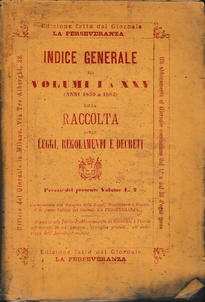 Indice generale dei Volumi I a XXV della Raccolta delle …