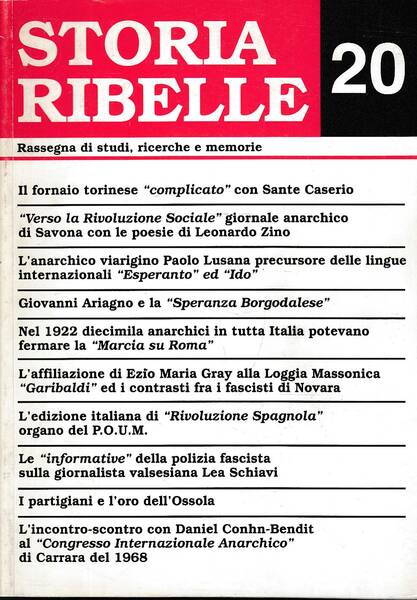 Storia ribelle 20. Rassegna di studi, ricerche e memorie