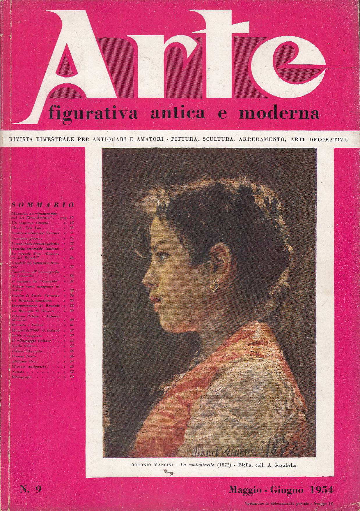 Arte figurativa antica e moderna. Rivista bimestrale. Settembre-ottobre 1954, n. …