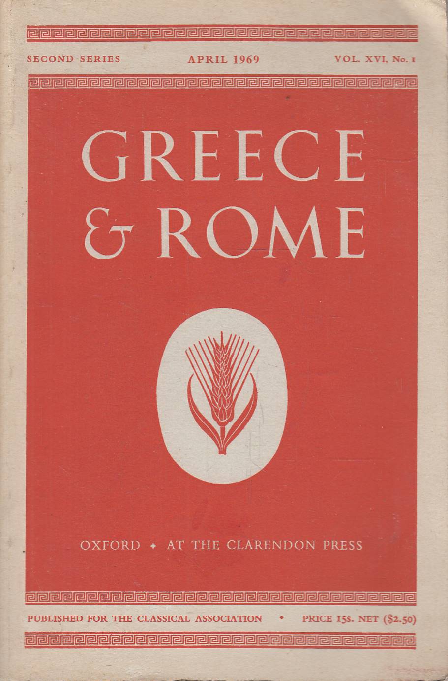 Greece & Rome. Second Series. Volume XVI, N° 1, April …