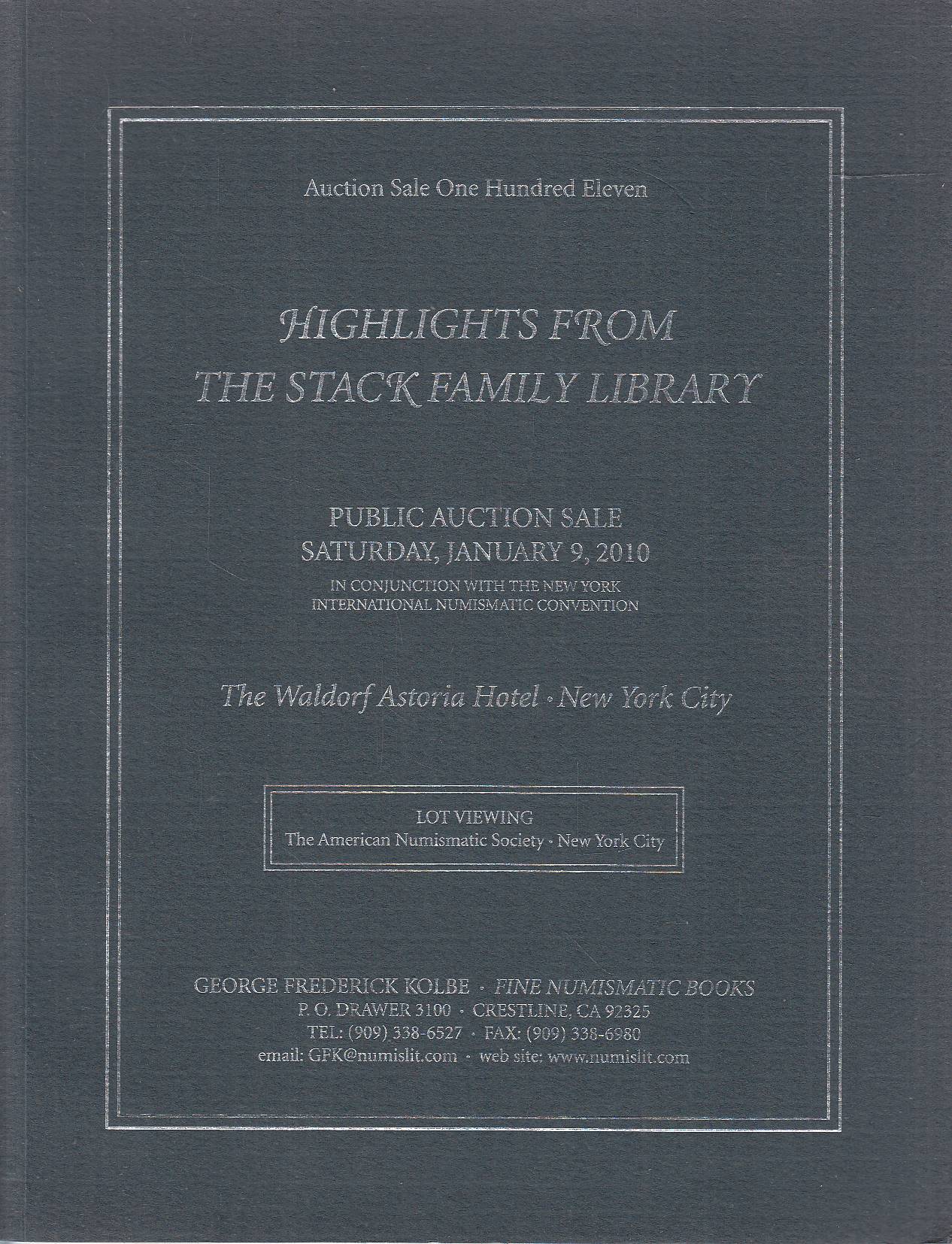 Highlights From The Stack Family Library. Public Auction Sale