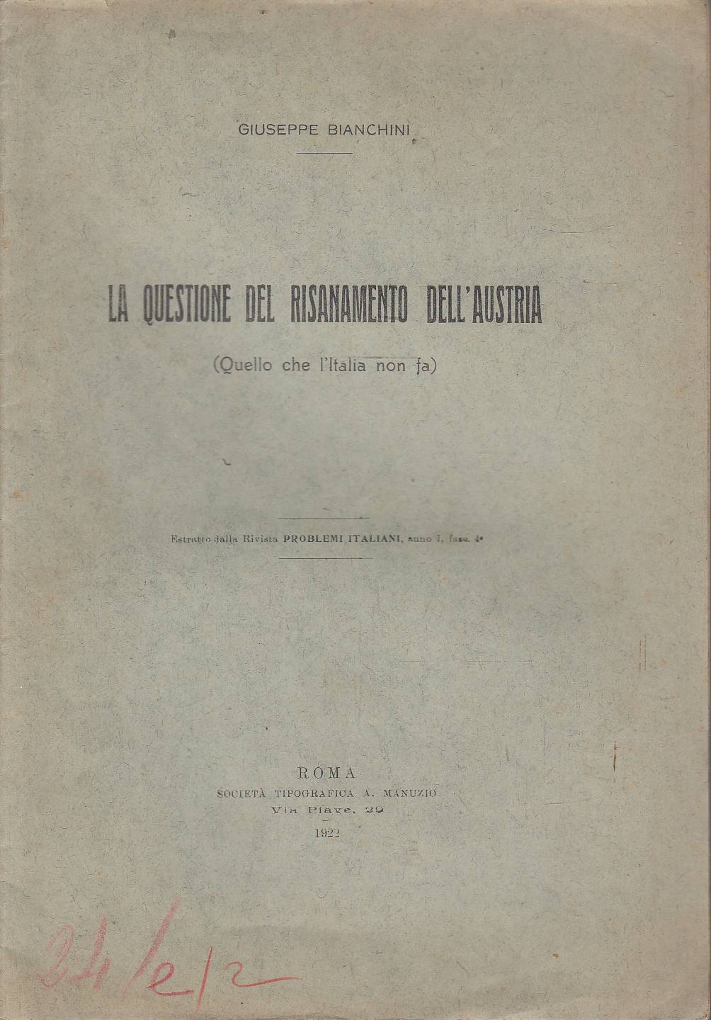 La questione del risanamento dell'Austria (Quello che l'Italia non fa)