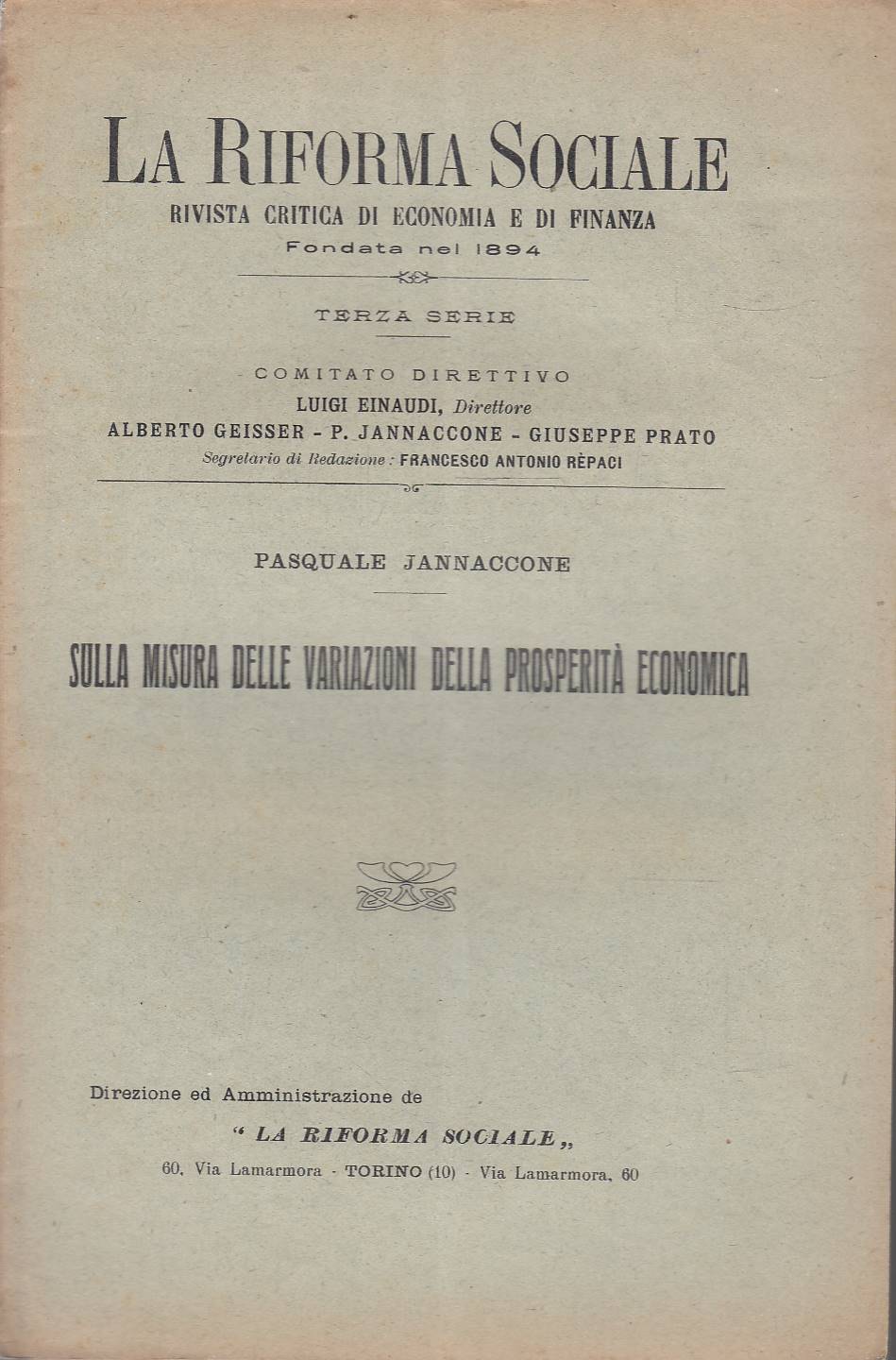 La riforma sociale: rivista critica di economia e di finanza. …