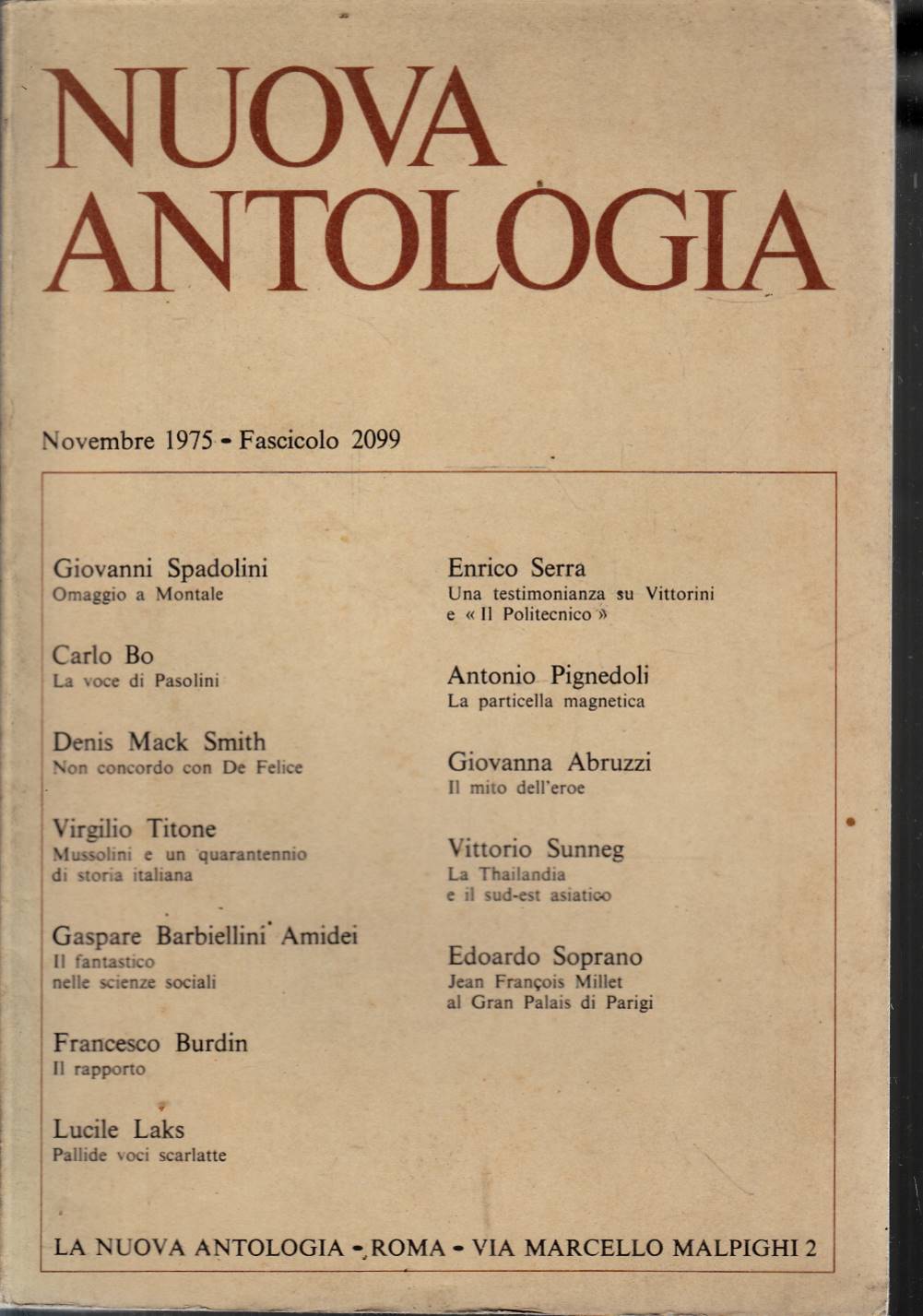 NUOVA ANTOLOGIA novembre 1975 fascicolo2099