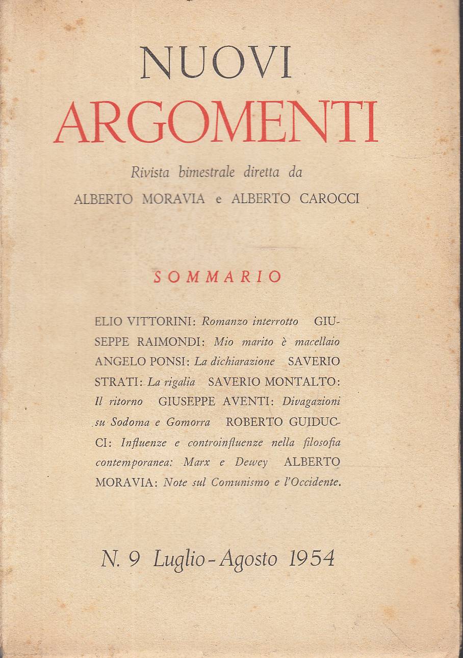 Nuovi Argomenti, luglio-agosto 1954