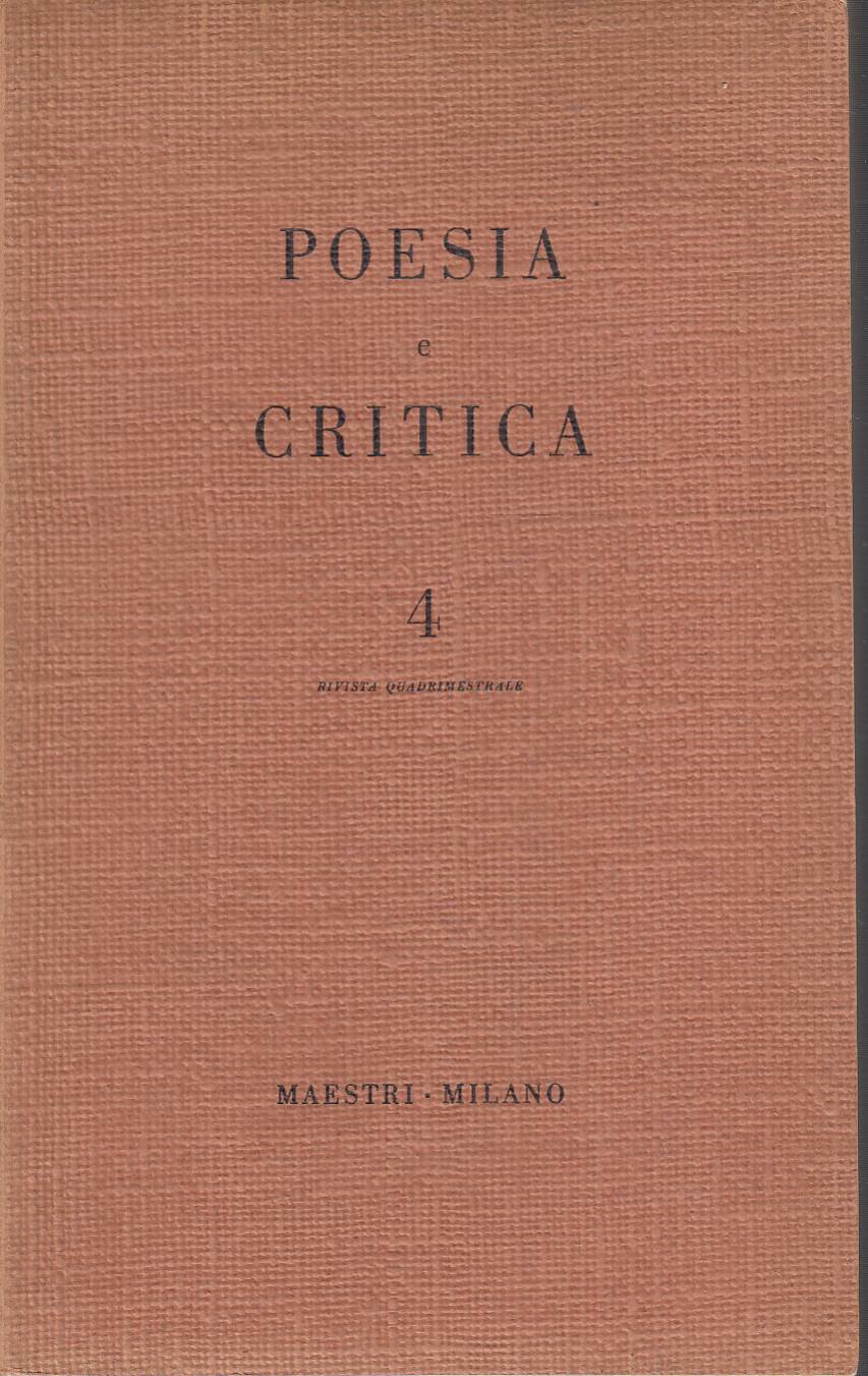 Poesia e critica. Anno II, n. 4