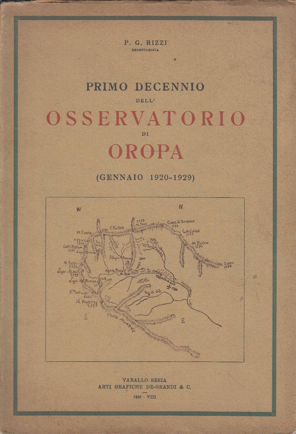 Primo decennio dell'osservatorio di Oropa ( gennaio 1920-1929)
