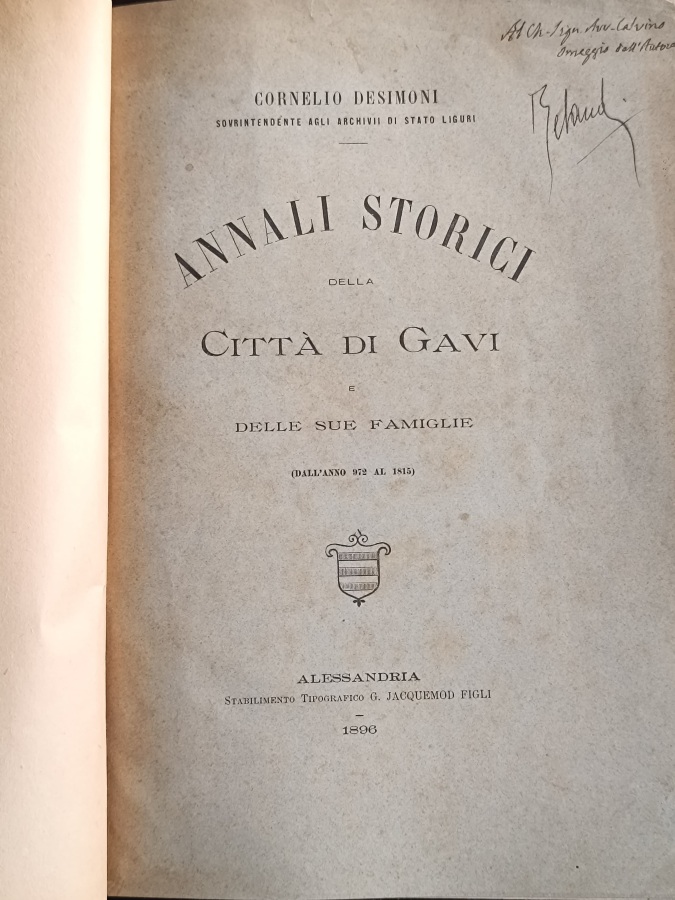 Annali storici della Città di Gavi e delle Sue famiglie …