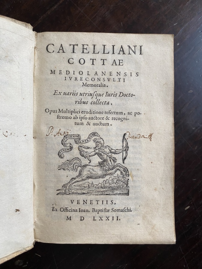 Catelliani Cottae mediolanensis iureconsulti Memoralia. Ex variis utriusque iuris doctoribus …