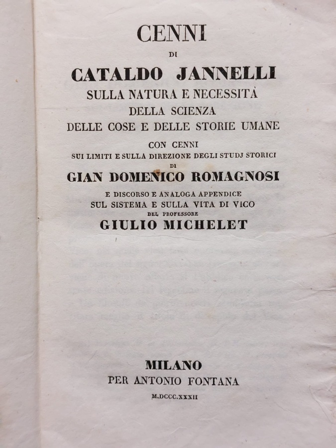 Cenni di Cataldo Jannelli sulla natura e necessità della scienza …