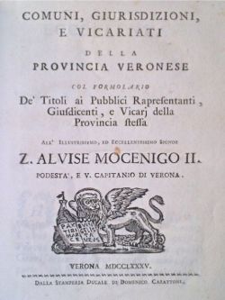 Comuni, Giurisdizioni, e Vicariati della Provincia Veronese col formolario de' …