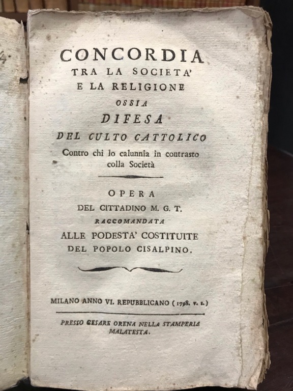 Concordia tra la società e la religione, ossia difesa del …