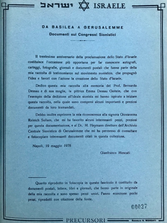 Da Basilea a Gerusalemme. Documenti sui congressi sionistici.