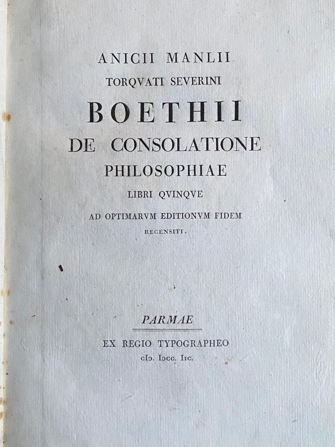 De consolatione philosophiae libri quinque ad optimarum editionum fidem recensiti.
