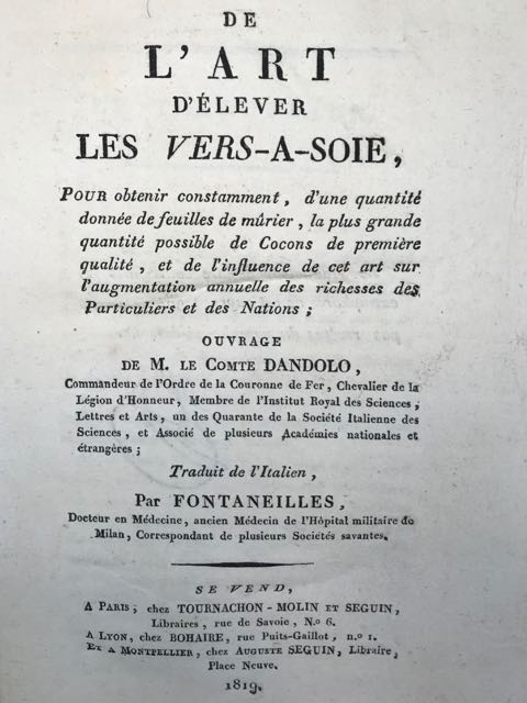 De l'art d'élever les vers-a-soie [.]. Ouvrage traduit de l'Italien …