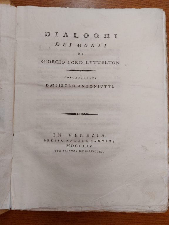 Dialoghi dei morti. Volgarizzati da Pietro Antoniutti.