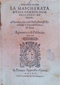 Discorso sopra la mascherata della genealogia degl'iddei de' gentili. Mandata …