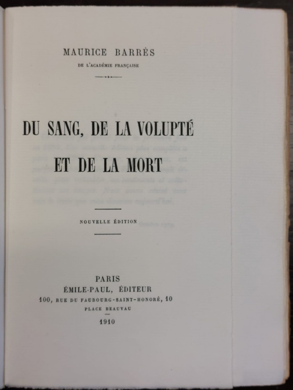 Du sang, de la volupté et de la mort.