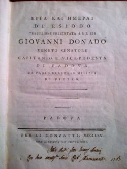 Epta kai hmepai di Esiodo. Traduzione presentata a S.E. Ser …