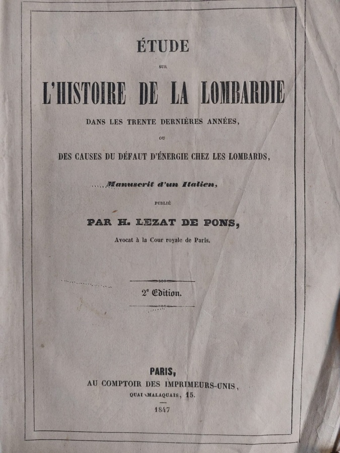 Étude sur l'histoire de la Lombardie dans les trente dernières …