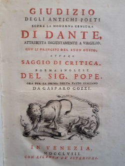 Giudizio degli antichi poeti sopra la moderna censura di Dante, …