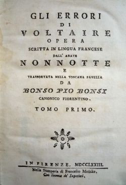 Gli errori di Voltaire. Opera scritta in lingua francese dall'abate …