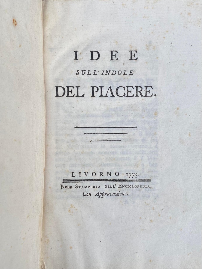 Idee sull'indole del piacere.